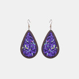 Sequin Wood Teardrop Earrings - Trendsi