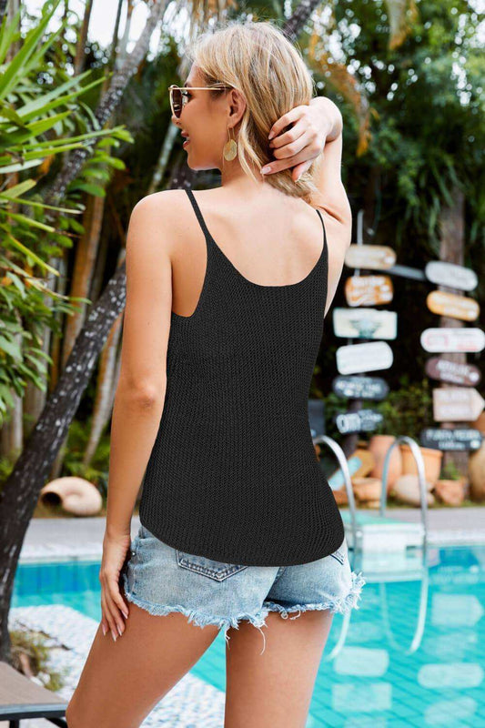 Scoop Neck Rib-Knit Cami - Trendsi - Flyclothing LLC