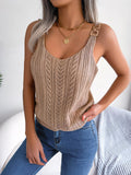 Openwork Scoop Neck Knit Tank Top - Trendsi