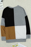 Color Block Round Neck Sweatshirt - Trendsi - Flyclothing LLC