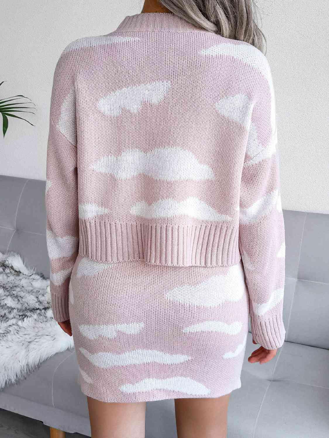 Cloud Sweater and Knit Skirt Set - Trendsi