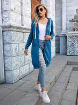 Full Size Zip-Up Longline Hoodie with Pockets - Trendsi - Flyclothing LLC
