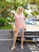 Leopard Round Neck Short Sleeve T-Shirt - Trendsi - Flyclothing LLC