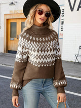 Turtleneck Lantern Sleeve Sweater - Trendsi - Flyclothing LLC