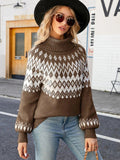 Turtleneck Lantern Sleeve Sweater - Trendsi