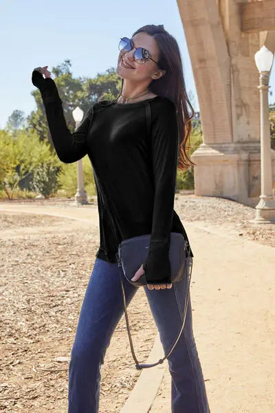 Basic Bae Full Size Round Neck Long Sleeve T-Shirt - Trendsi - Flyclothing LLC