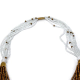 Multistrand Maasai Bead Necklace, White and Gold - Jedando - Flyclothing LLC
