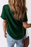 Round Neck Cuffed Short Sleeve Tee - Trendsi - Flyclothing LLC