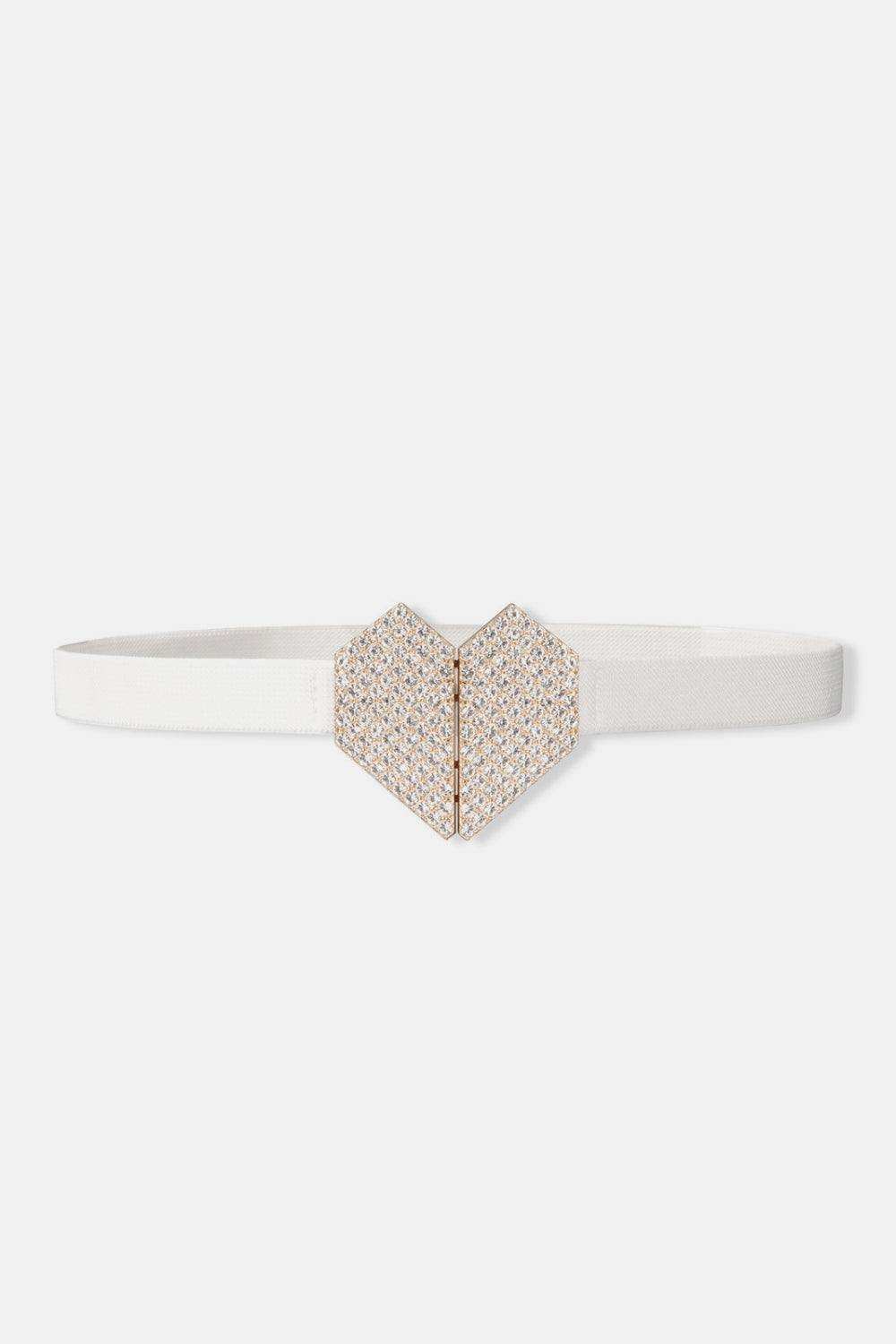 Rhinestone Heart Buckle Elastic Belt - Trendsi - Flyclothing LLC