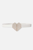 Rhinestone Heart Buckle Elastic Belt - Trendsi - Flyclothing LLC