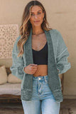 Waffle-knit Pocketed Open Front Cardigan - Trendsi - Flyclothing LLC