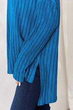 Basic Bae Full Size Ribbed Half Button Long Sleeve High-Low T-Shirt - Trendsi - Flyclothing LLC
