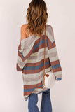 Full Size Striped Long Sleeve Openwork Cardigan - Trendsi - Flyclothing LLC