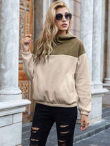 Pocketed Color Block Quarter Zip Hoodie - Trendsi - Flyclothing LLC
