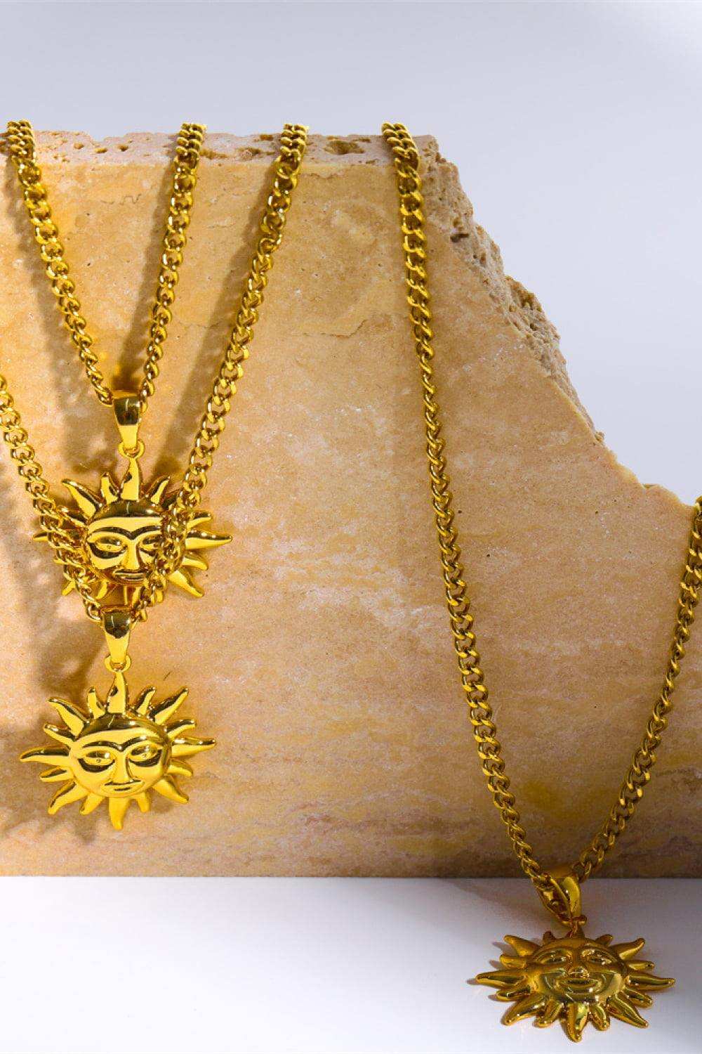 Sun Pendant Copper Necklace - Trendsi - Flyclothing LLC