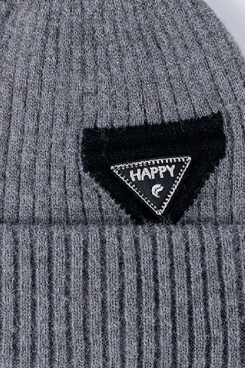 HAPPY Contrast Beanie - Trendsi - Flyclothing LLC