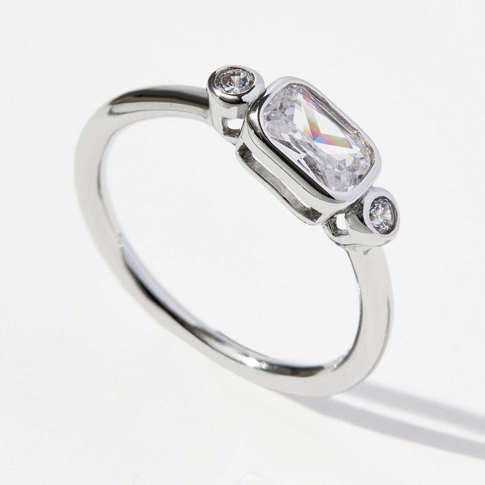 925 Sterling Silver Geometric Zircon Ring - Trendsi - Flyclothing LLC