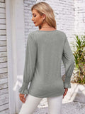 Smocked V-Neck Long Sleeve Blouse - Trendsi - Flyclothing LLC