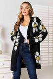 Double Take Floral Button Down Longline Cardigan - Trendsi