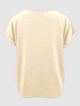 Round Neck Short Sleeve T-Shirt - Trendsi - Flyclothing LLC
