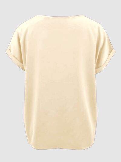 Round Neck Short Sleeve T-Shirt - Trendsi - Flyclothing LLC