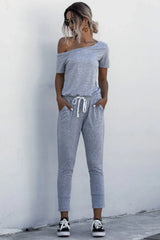 Asymmetrical Neck Tied Jumpsuit with Pockets - Trendsi - Flyclothing LLC