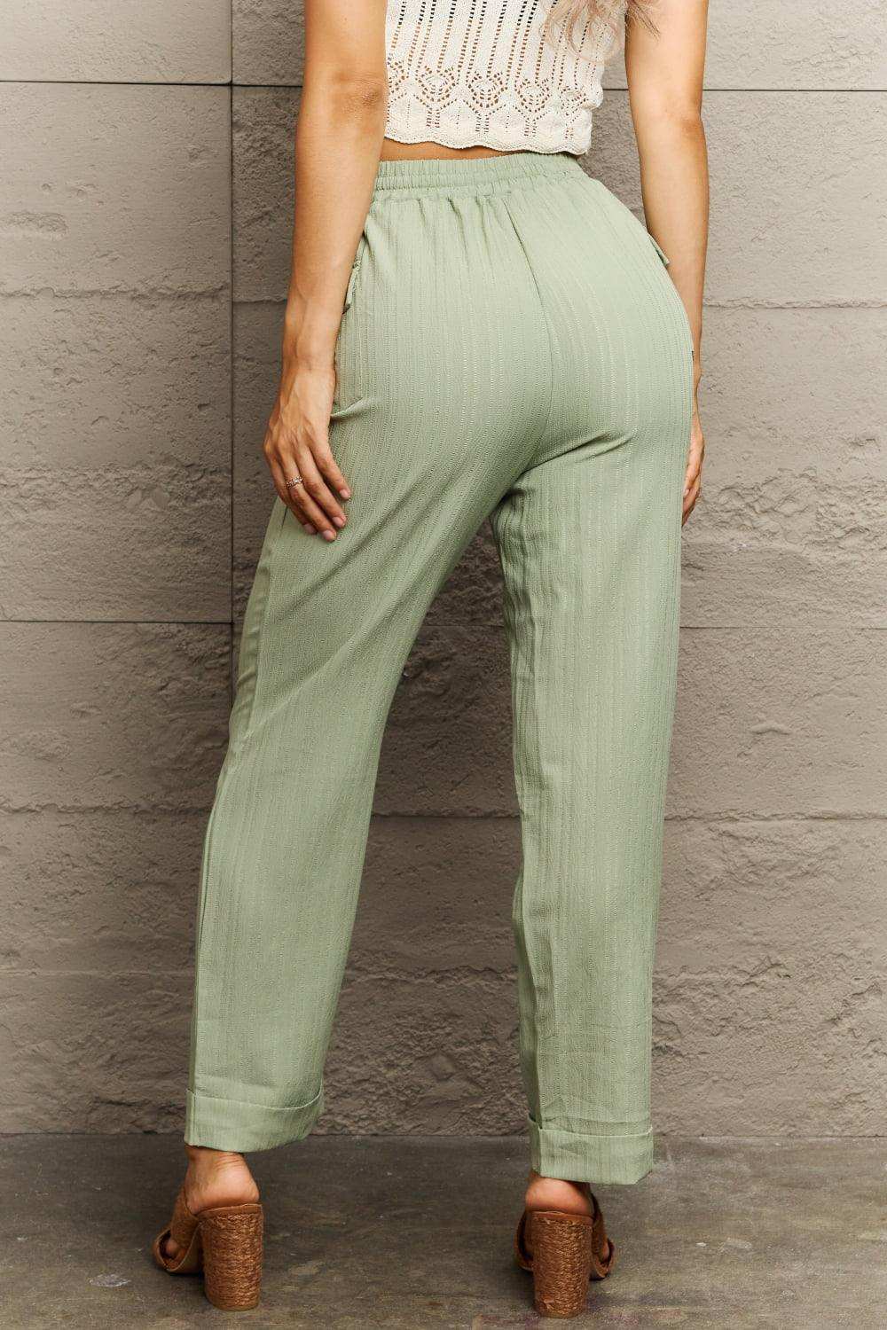 Tie Waist Long Pants - Trendsi - Flyclothing LLC