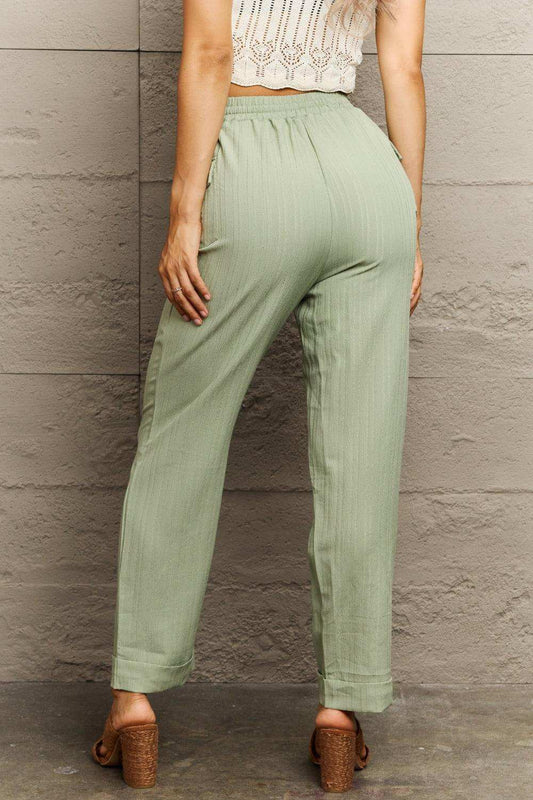 Tie Waist Long Pants - Trendsi - Flyclothing LLC