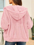 Drawstring Zip Up Hooded Plush Jacket - Trendsi - Flyclothing LLC