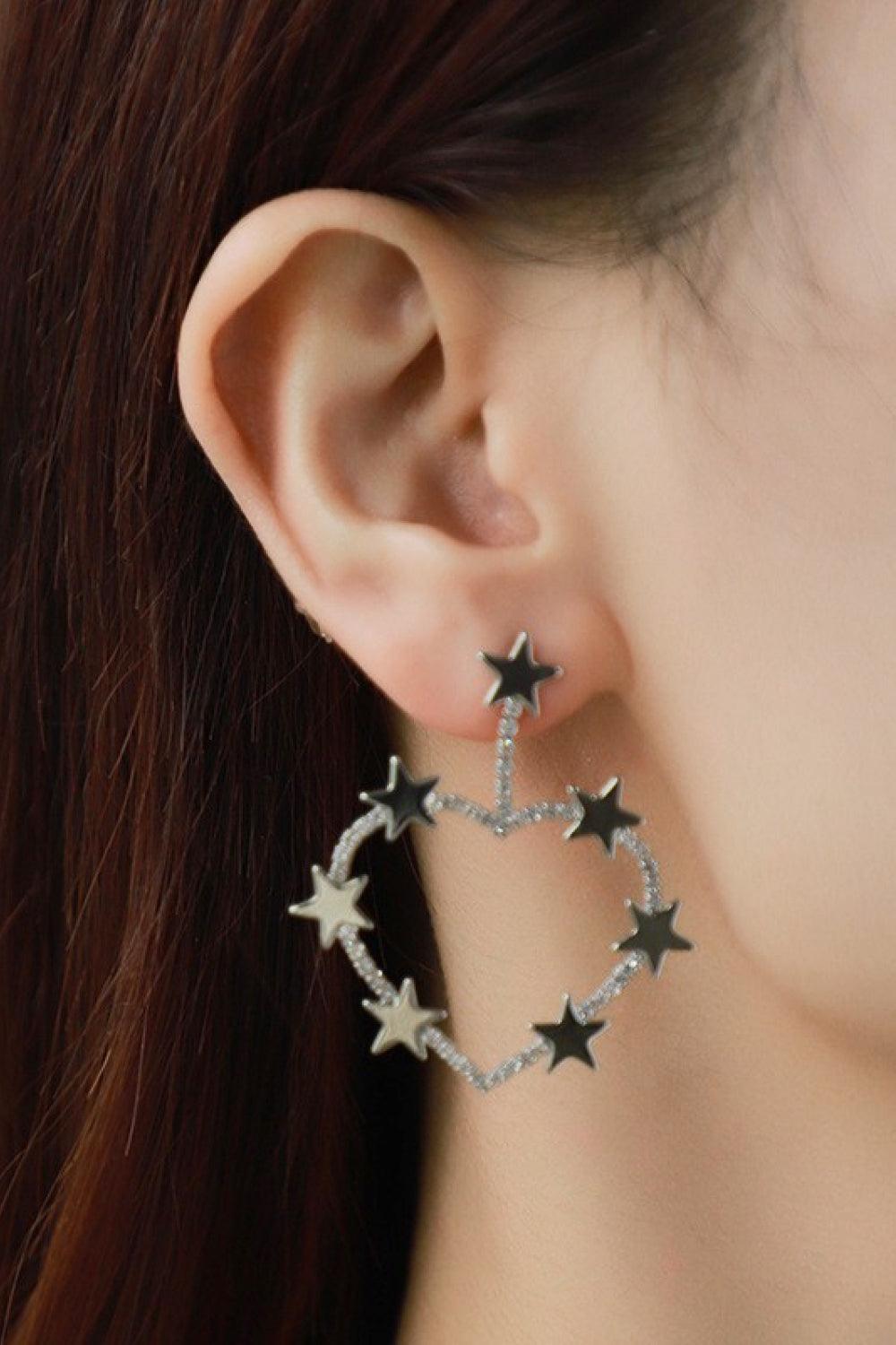 Star Zircon Heart-Shaped Earrings - Flyclothing LLC