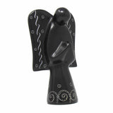 Soapstone Angel Sculpture - Black Finish with Etch Design - SMOLArt - Flyclothing LLC