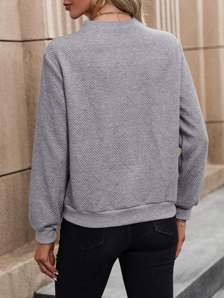 Asymmetrical Neck Long Sleeve Blouse - Trendsi - Flyclothing LLC