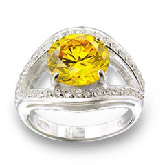 Alamode High-Polished 925 Sterling Silver Ring with AAA Grade CZ in Topaz - Alamode