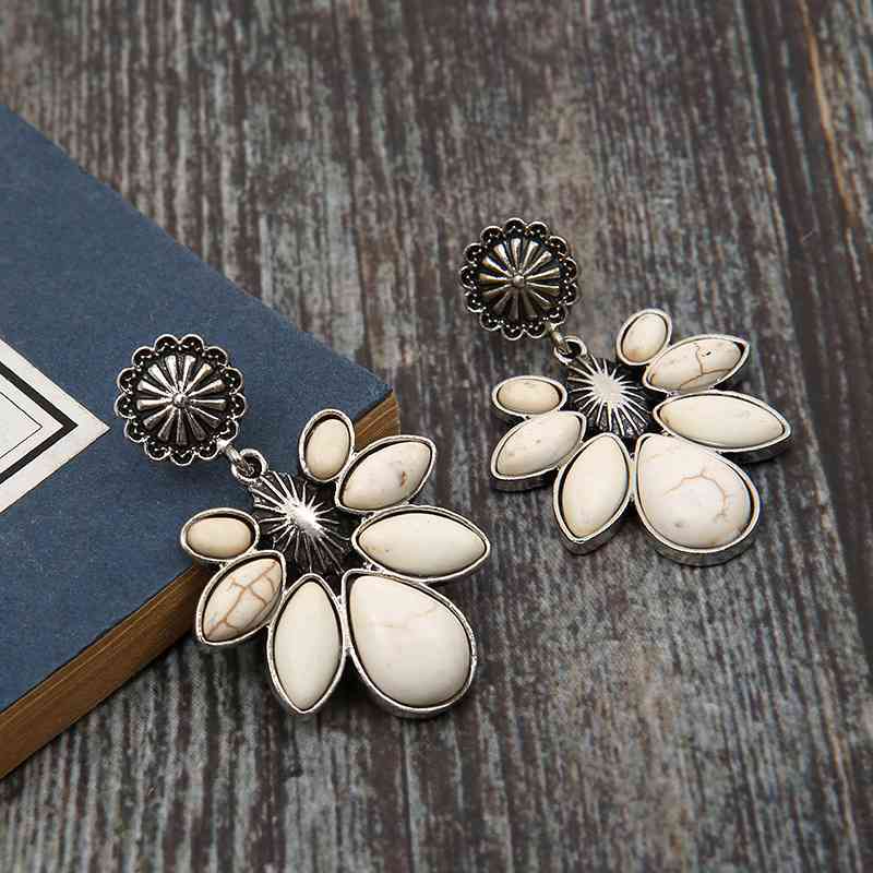 Artificial Turquoise Flower Earrings - Trendsi - Flyclothing LLC