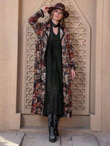 Printed Open Front Long Sleeve Outerwear - Trendsi - Flyclothing LLC