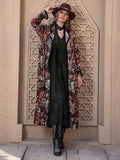 Printed Open Front Long Sleeve Outerwear - Trendsi - Flyclothing LLC