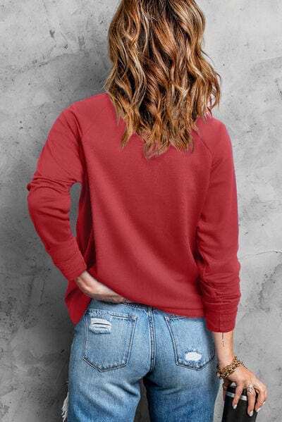 Heart Pearl Detail Round Neck Sweatshirt - Trendsi - Flyclothing LLC