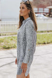Printed Collared Neck Slit Mini Dress - Trendsi - Flyclothing LLC
