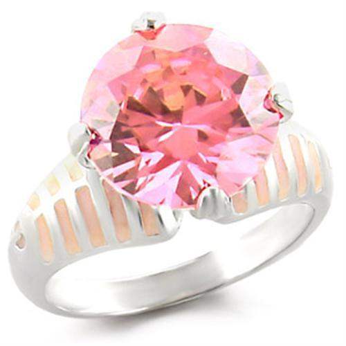Alamode High-Polished 925 Sterling Silver Ring with AAA Grade CZ in Rose - Alamode - Flyclothing LLC