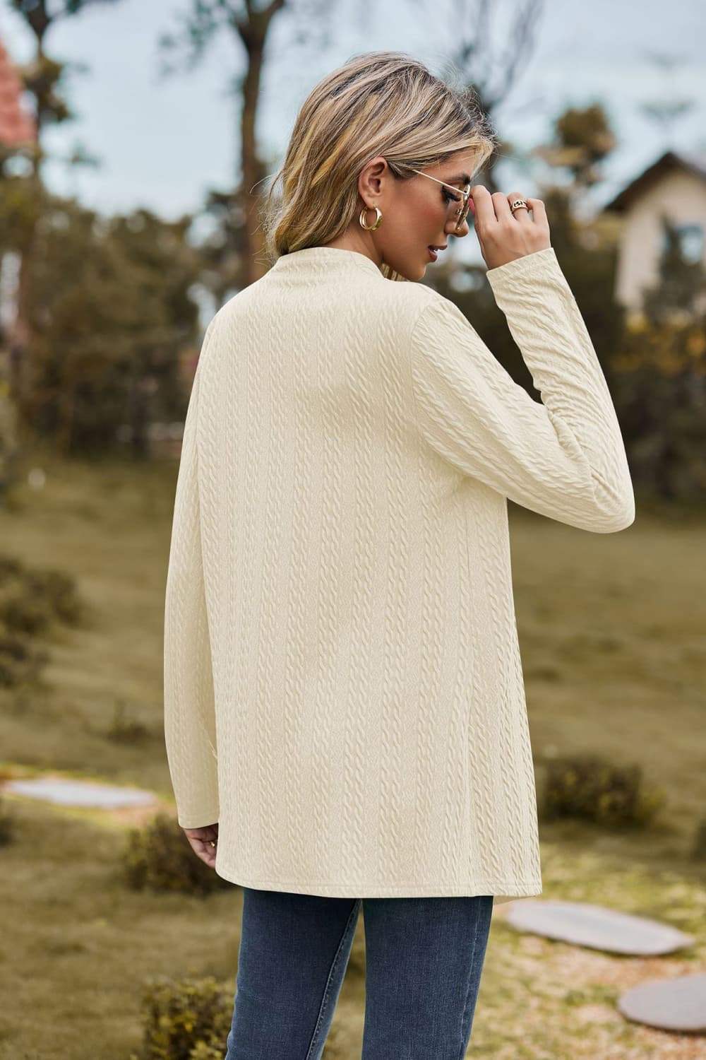 Open Front Long Sleeve Cardigan - Trendsi - Flyclothing LLC