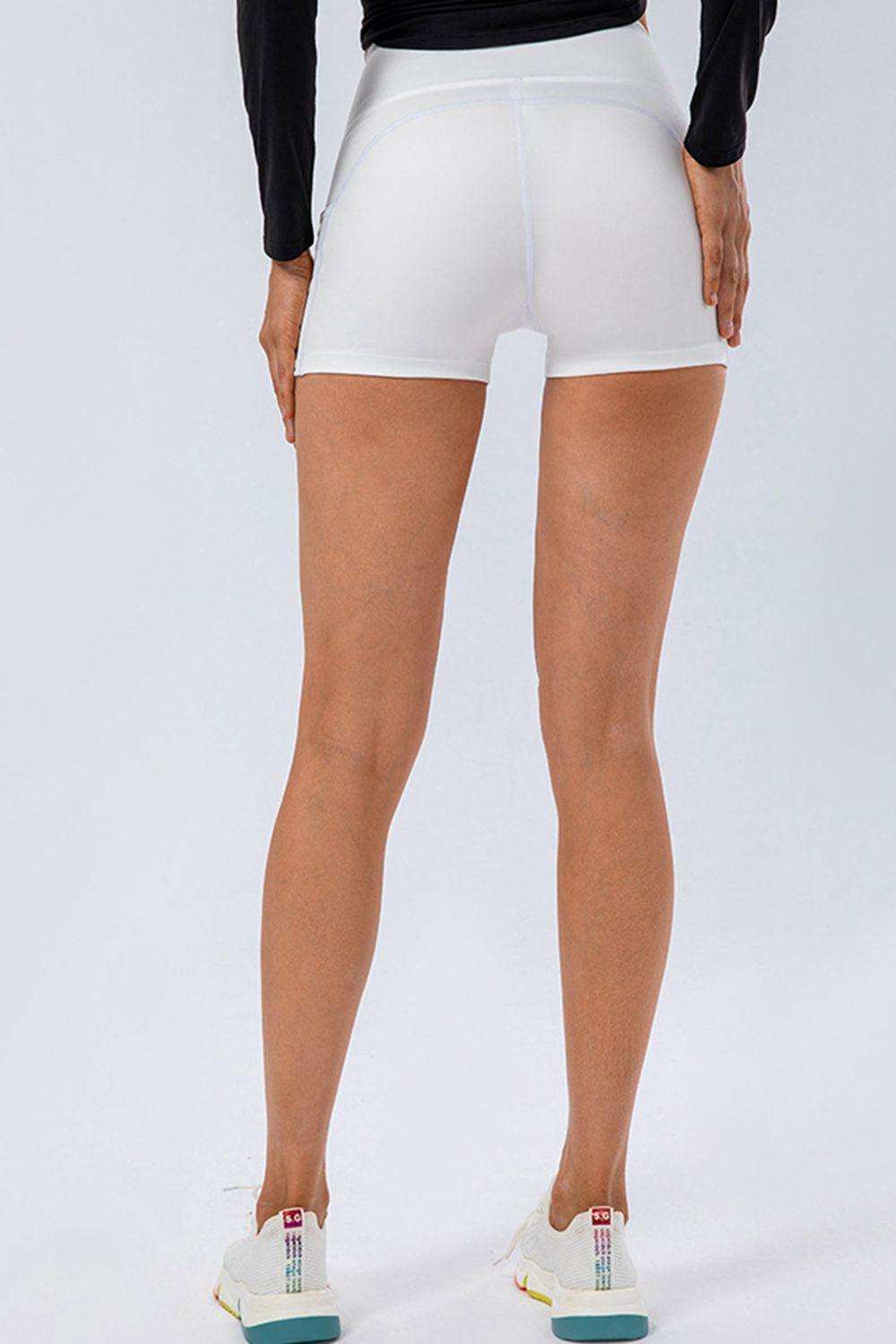 Slim Fit Wide Waistband Sports Shorts - Trendsi - Flyclothing LLC