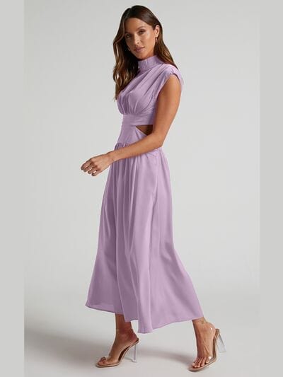 Cutout Mock Neck Sleeveless Dress - Trendsi