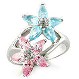 Alamode High-Polished 925 Sterling Silver Ring with AAA Grade CZ in Multi Color - Alamode