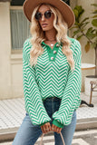 Striped Collared Neck Buttoned Pullover Sweater - Trendsi
