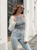 Ribbed Exposed Seam Long Sleeve Cardigan - Trendsi - Flyclothing LLC
