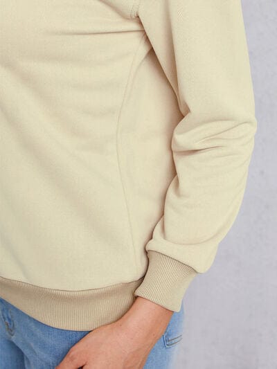 Round Neck Dropped Shoulder Sweatshirt - Trendsi