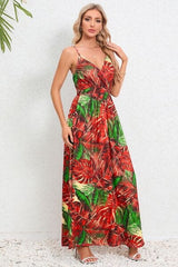 Printed Surplice Maxi Cami Dress - Trendsi