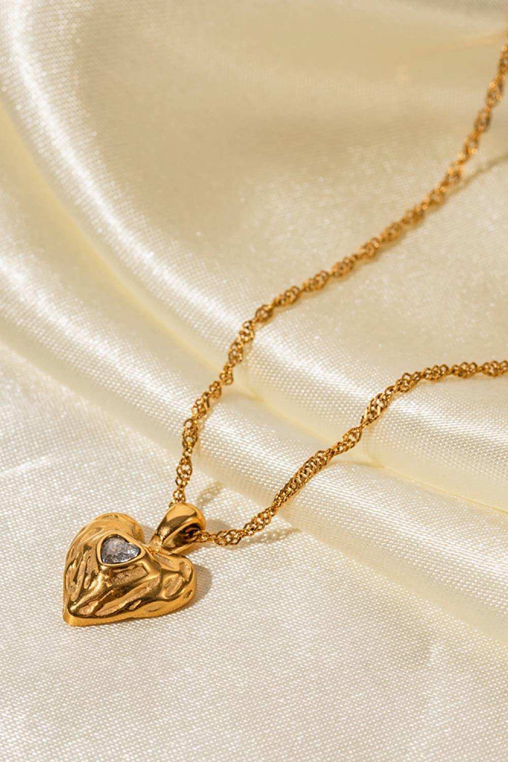 Heart Pendant Stainless Steel Necklace - Trendsi - Flyclothing LLC