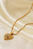 Heart Pendant Stainless Steel Necklace - Trendsi