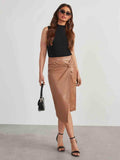 Twist Detail High Waist Skirt - Trendsi - Flyclothing LLC